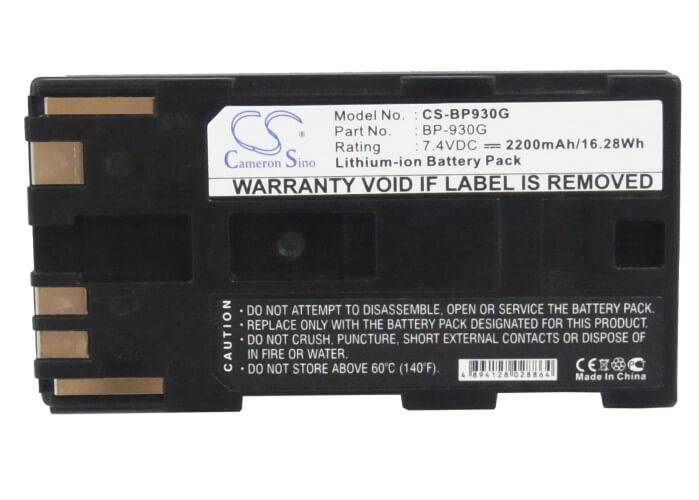7.4V, 2200mAh, Li-ion Battery fits Canon, Gl1, Gl2, 16.28Wh
