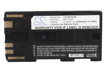 7.4V, 2200mAh, Li-ion Battery fits Canon, Gl1, Gl2, 16.28Wh