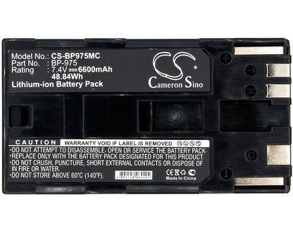 7.4V, 6600mAh, Li-ion Battery fits Canon, Gl2, Xf100, 48.84Wh