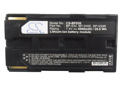 7.4V, 4000mAh, Li-ion Battery fits Canon, C2, Dm-mv1, 29.6Wh