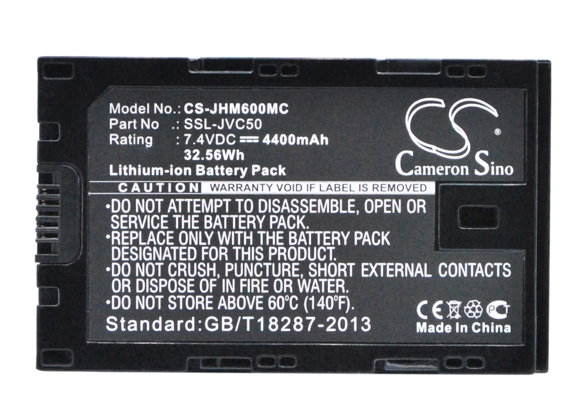 7.4V, 4400mAh, Li-ion Battery fits Jvc, Gy-hm200, Gy-hm200e, 32.56Wh
