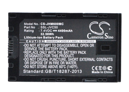 7.4V, 4400mAh, Li-ion Battery fits Jvc, Gy-hm200, Gy-hm200e, 32.56Wh
