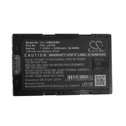 7.4V, 5200mAh, Li-ion Battery fits Jvc, Gy-hm200, Gy-hm600, 38.48Wh