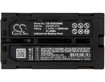 7.4V, 2900mAh, Li-ion Battery fits Fuji, Vmbpl30a, Vmbpl60a, 21.46Wh