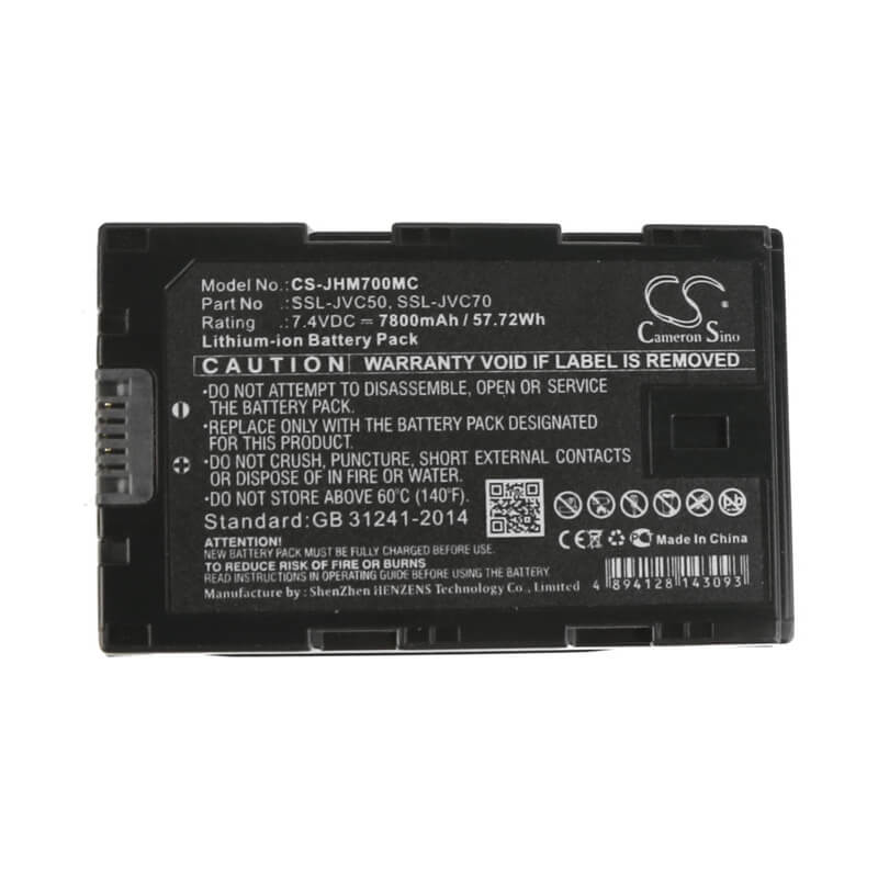 Camera 7.4V, 7800mAh, Li-ion Battery fits Jvc, SSL-JVC70, Gy-hm200e, 57.72Wh