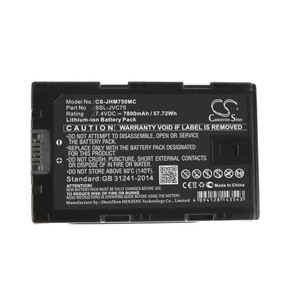 Camera 7.4V, 7800mAh, Li-ion Battery fits Jvc, SSL-JVC75, Gy-hm200e, 57.72Wh