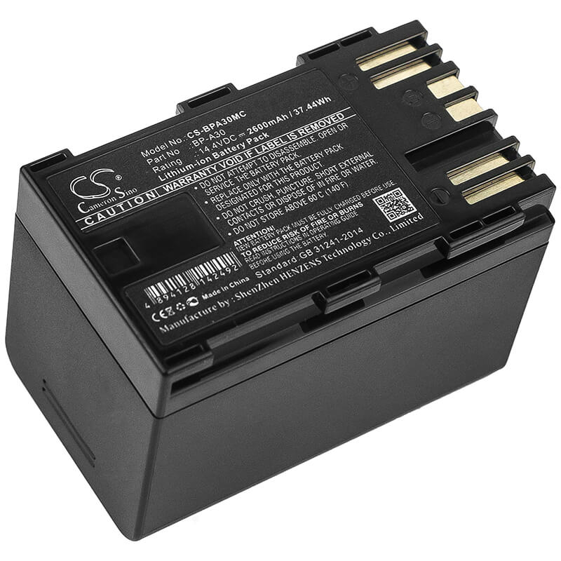 14.4V, 2600mAh, Li-ion Battery fits Canon, Ca-cp200l, Eos C200, 37.44Wh