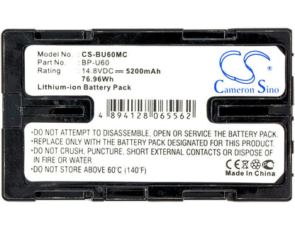 14.8V, 5200mAh, Li-ion Battery fits Sony, Hd422, Pmw-100, 76.96Wh