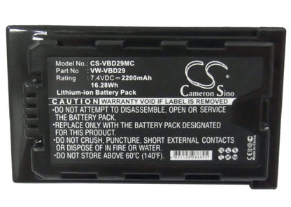 7.4V, 2200mAh, Li-ion Battery fits Panasonic, Aj-px270, Aj-px298, 16.28Wh