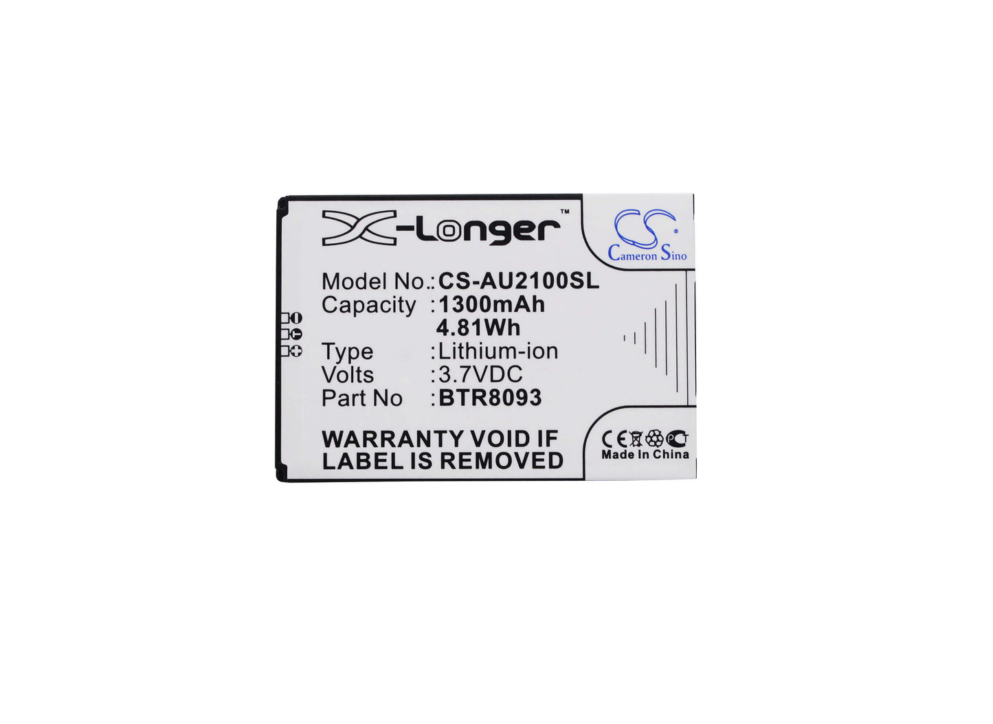 Camera 3.7V, 1300mAh, Li-ion Battery fits Utstarcom, Adr-2100, Adr2100mvo, 4.81Wh