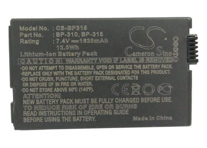 7.4V, 1620mAh, Li-ion Battery fits Canon, Dc51, Ixy Dvm5, 11.988Wh