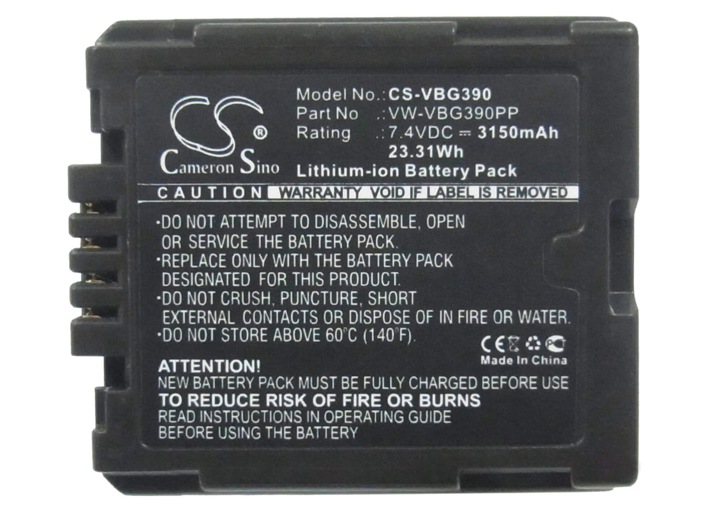7.4V, 3150mAh, Li-ion Battery fits Panasonic, Ag-hmc150, Ag-hmc40, 23.31Wh