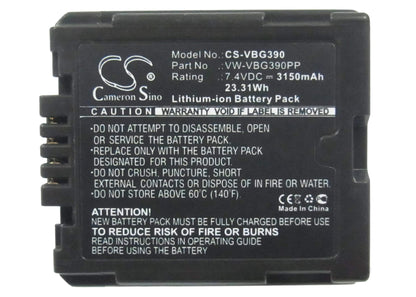 7.4V, 3150mAh, Li-ion Battery fits Panasonic, Ag-hmc150, Ag-hmc40, 23.31Wh