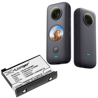 3.85V, 1700mAh, Li-ion Battery fits Insta360, One X2, 6.545Wh