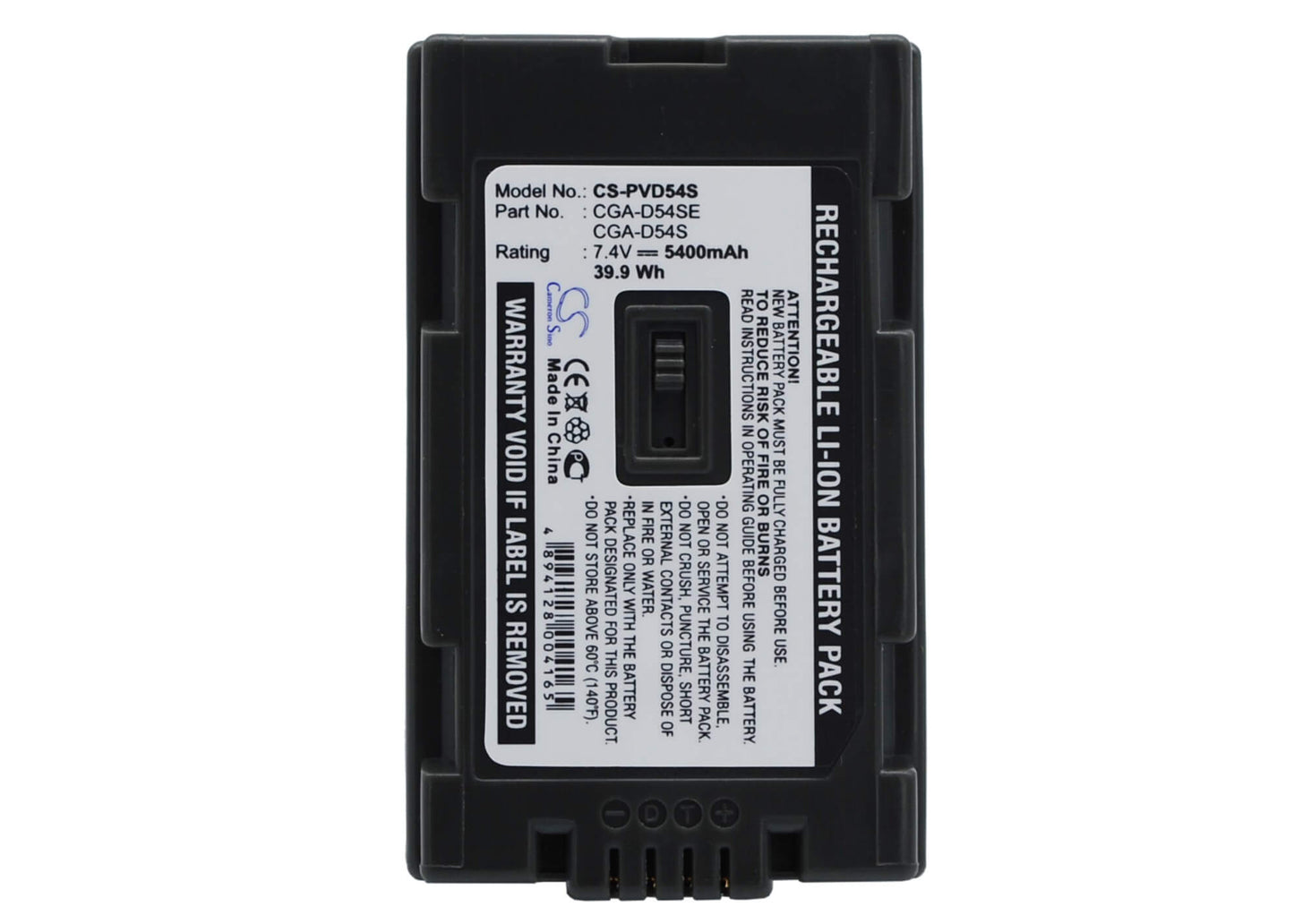 7.4V, 5400mAh, Li-ion Battery fits Panasonic, Ag-ac-90, Ag-dvc180a, 39.96Wh