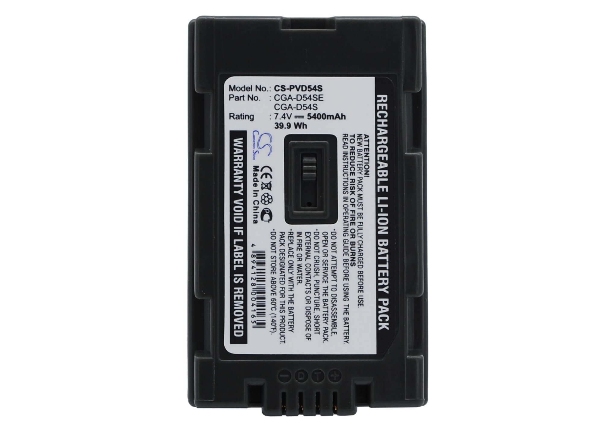 7.4V, 5400mAh, Li-ion Battery fits Panasonic, Ag-ac-90, Ag-dvc180a, 39.96Wh
