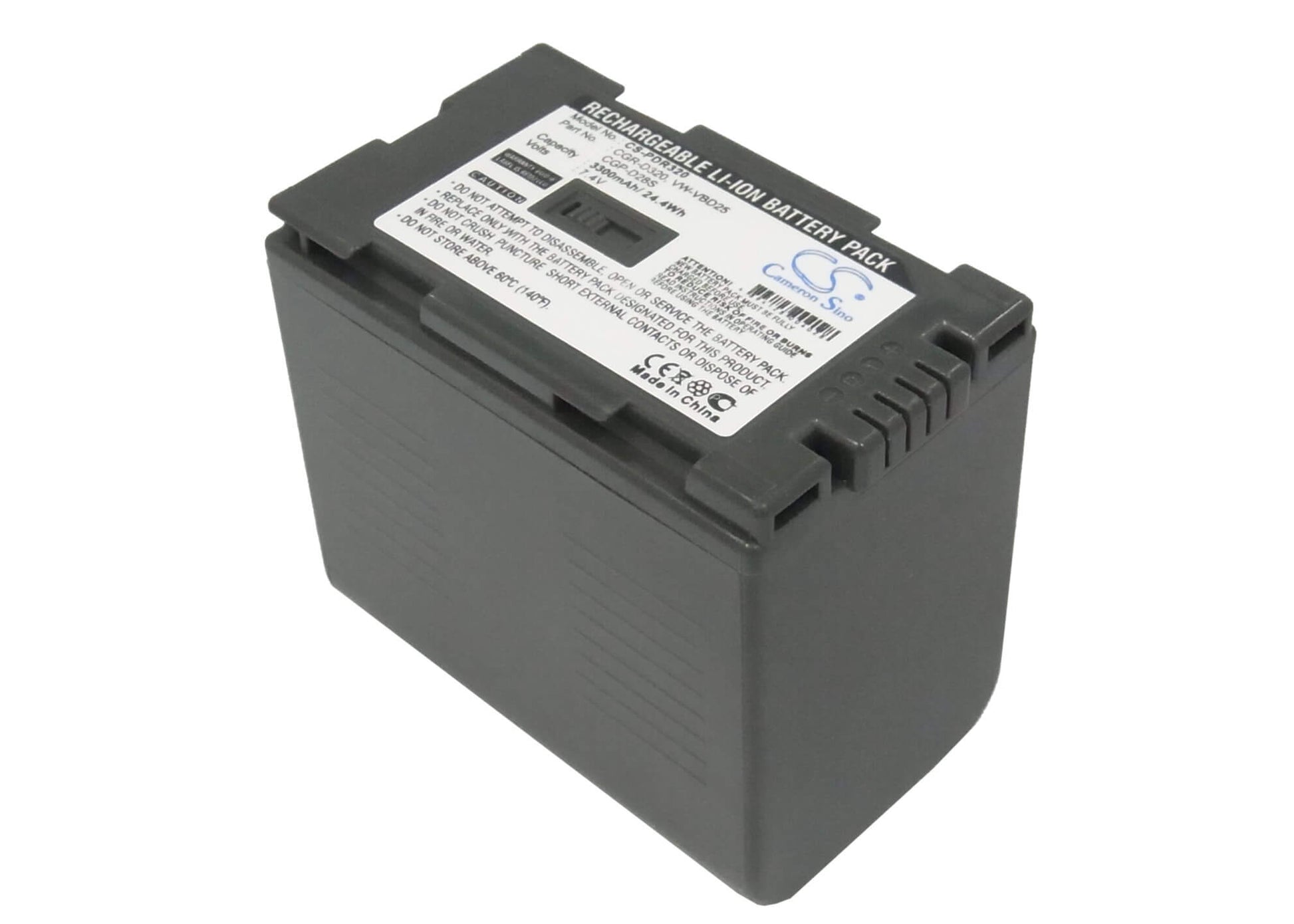 7.4V, 3300mAh, Li-ion Battery fits Panasonic, Ag-dvc15, Cgr-d28a/1b, 24.42Wh