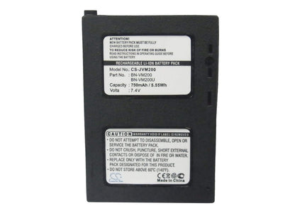 7.4V, 750mAh, Li-ion Battery fits Jvc, Gz-mc100, Gz-mc100ek, 5.55Wh