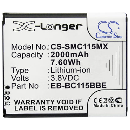 3.8V, 2000mAh, Li-ion Battery fits Samsung, Galaxy K Zoom, Galaxy K Zoom 3g, 7.6Wh