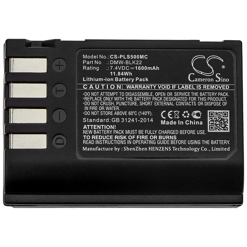 7.4V, 1600mAh, Li-ion Battery fits Panasonic, Lumix Dc-s5, Lumix Dc-s5k, 11.84Wh