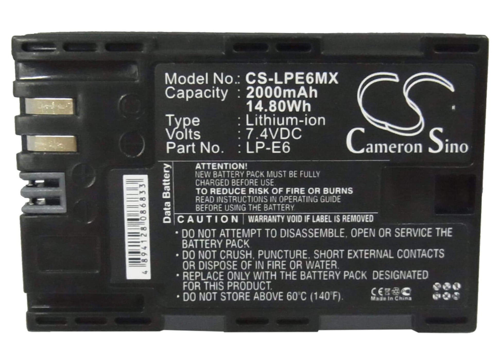 7.4V, 2000mAh, Li-ion Battery fits Canon, 5d Mark Iii, Eos 5d Mark Ii, 14.8Wh