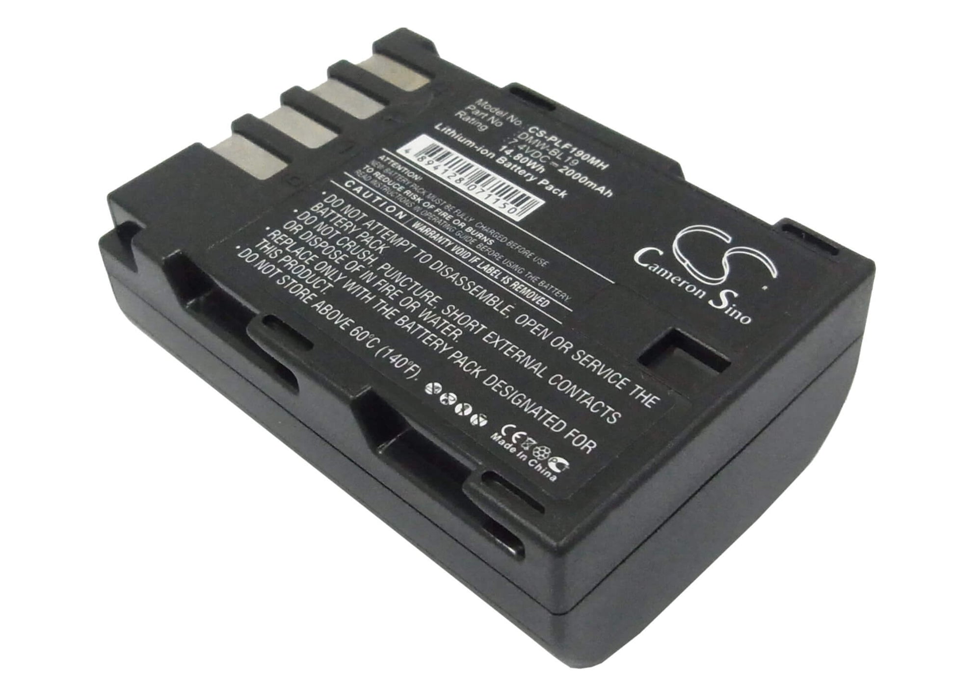 7.4V, 2000mAh, Li-ion Battery fits Panasonic, Lumix Dmc-gh3, Lumix Dmc-gh3a, 14.8Wh