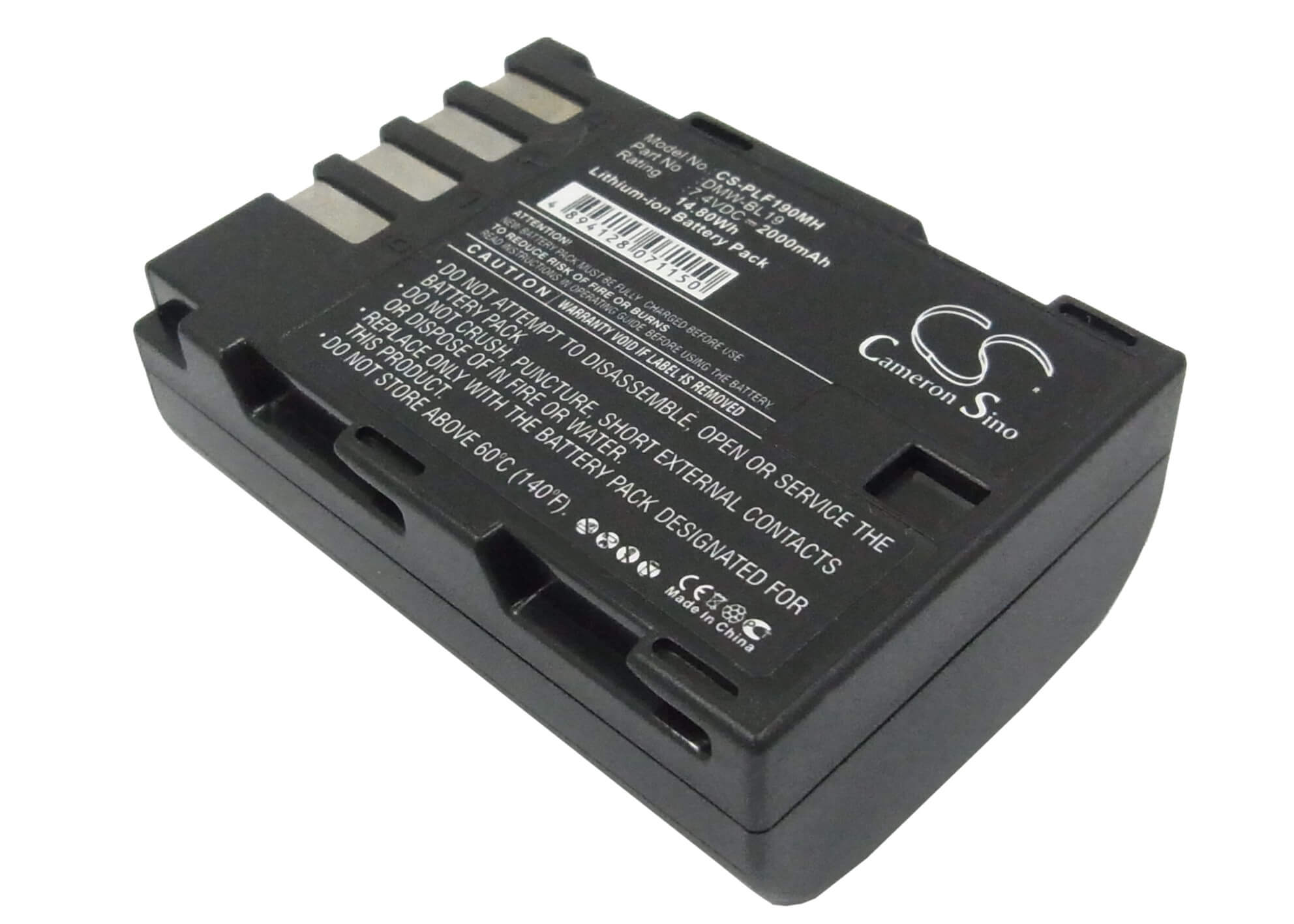 7.4V, 2000mAh, Li-ion Battery fits Panasonic, Lumix Dmc-gh3, Lumix Dmc-gh3a, 14.8Wh