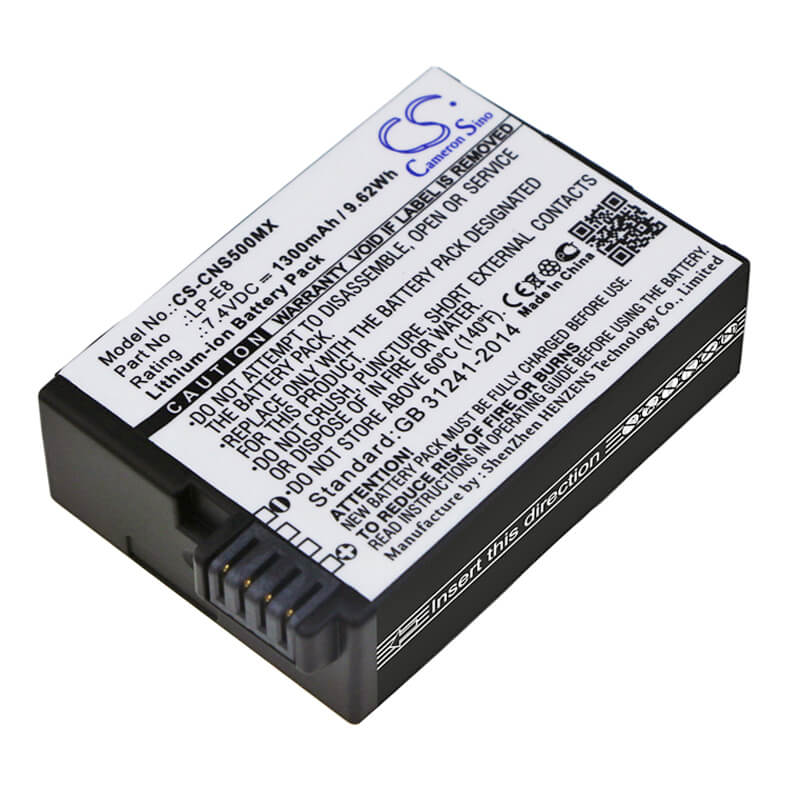 7.4V, 1300mAh, Li-ion Battery fits Canon, Ef-s, Eos 550d, 9.62Wh
