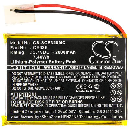 3.7V, 2000mAh, Li-Polymer Battery fits Safety Vision, Prima Facie, Sv-primaface32e, 7.4Wh