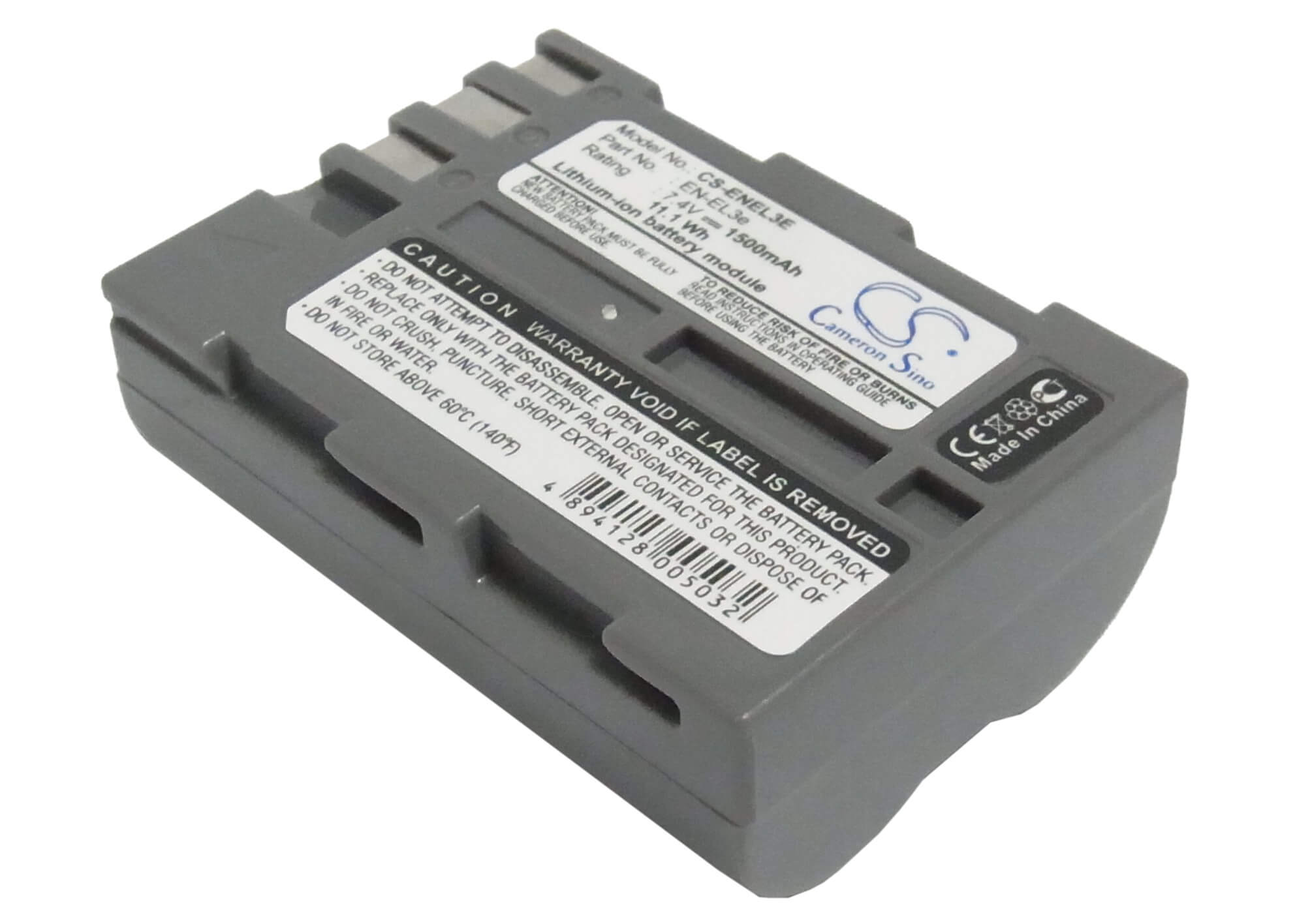 7.4V, 1500mAh, Li-ion Battery fits Nikon, D100, D200, 11.1Wh