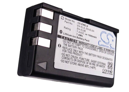 7.4V, 1000mAh, Li-ion Battery fits Nikon, D3000, D40, 7.4Wh