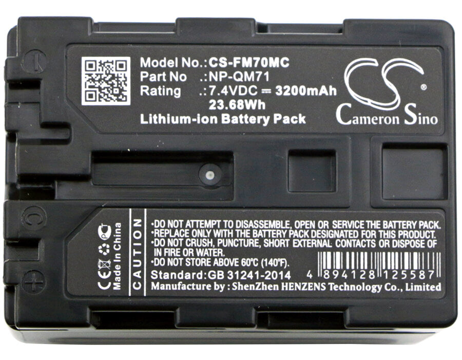 7.4V, 3200mAh, Li-ion Battery fits Sony, Ccd-trv108, Ccd-trv118, 23.68Wh