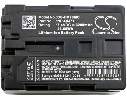 7.4V, 3200mAh, Li-ion Battery fits Sony, Ccd-trv108, Ccd-trv118, 23.68Wh