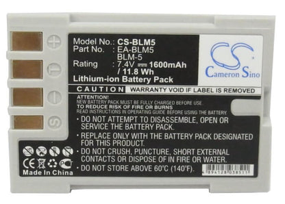 7.4V, 1600mAh, Li-ion Battery fits Olympus, E3, E30, 11.84Wh