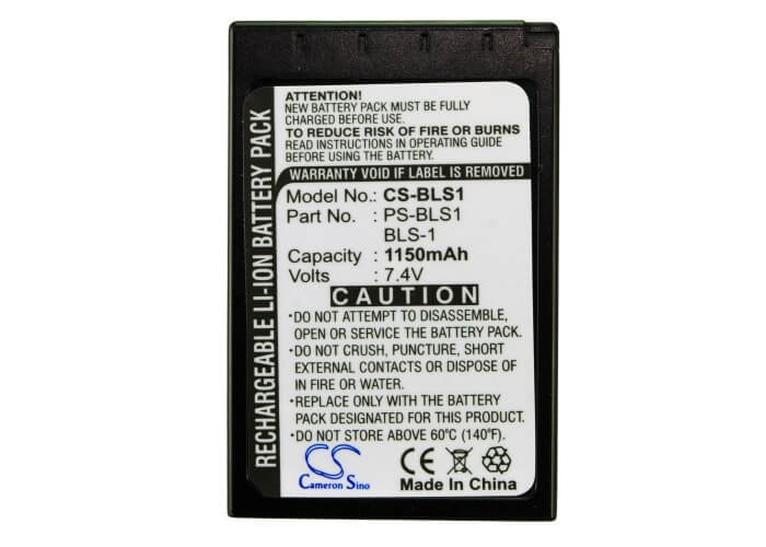 7.4V, 1150mAh, Li-ion Battery fits Olympus, E-400, E-410, 8.51Wh