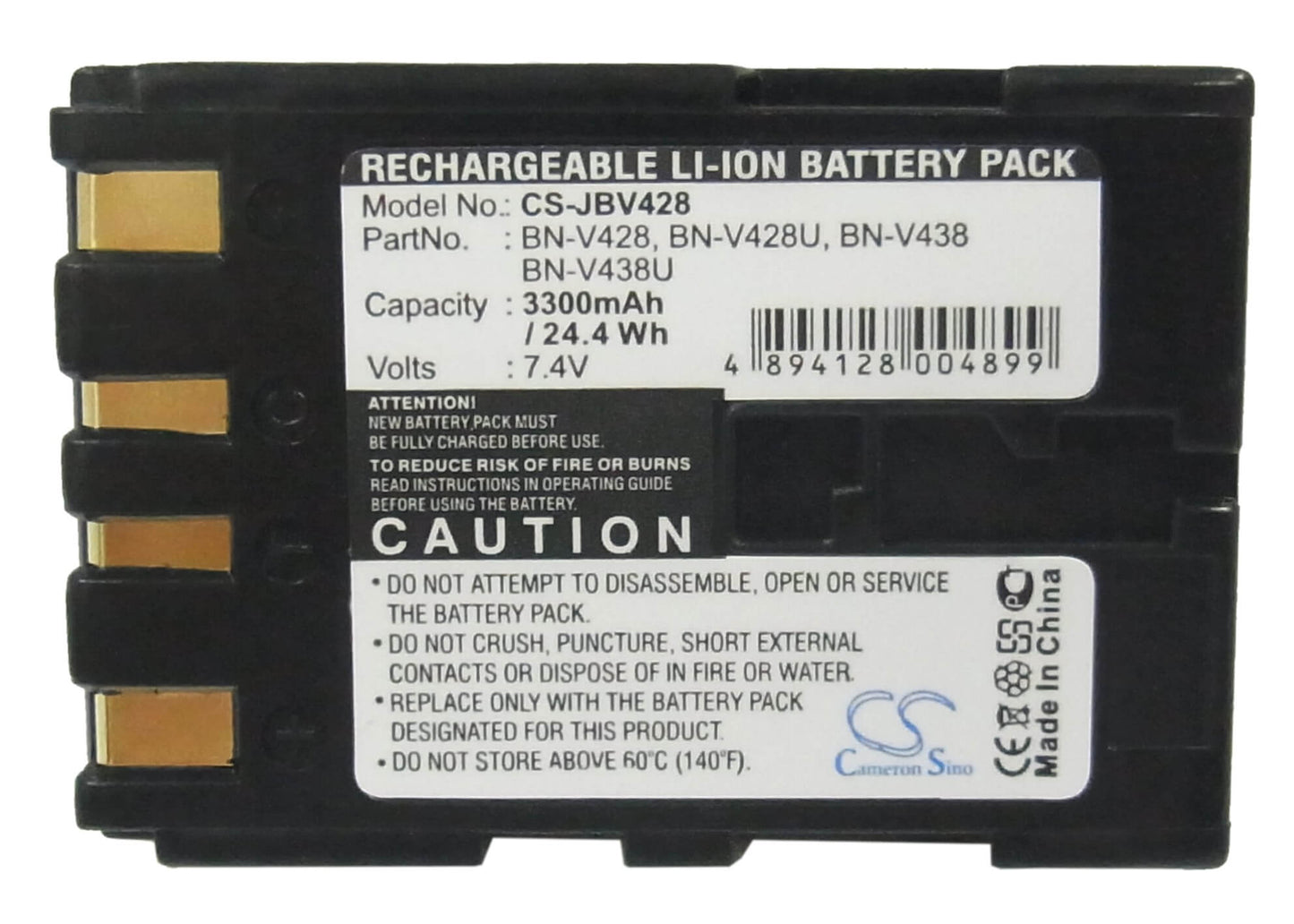 7.4V, 3300mAh, Li-ion Battery fits Jvc, Cu-vh1, Cu-vh1us, 24.42Wh