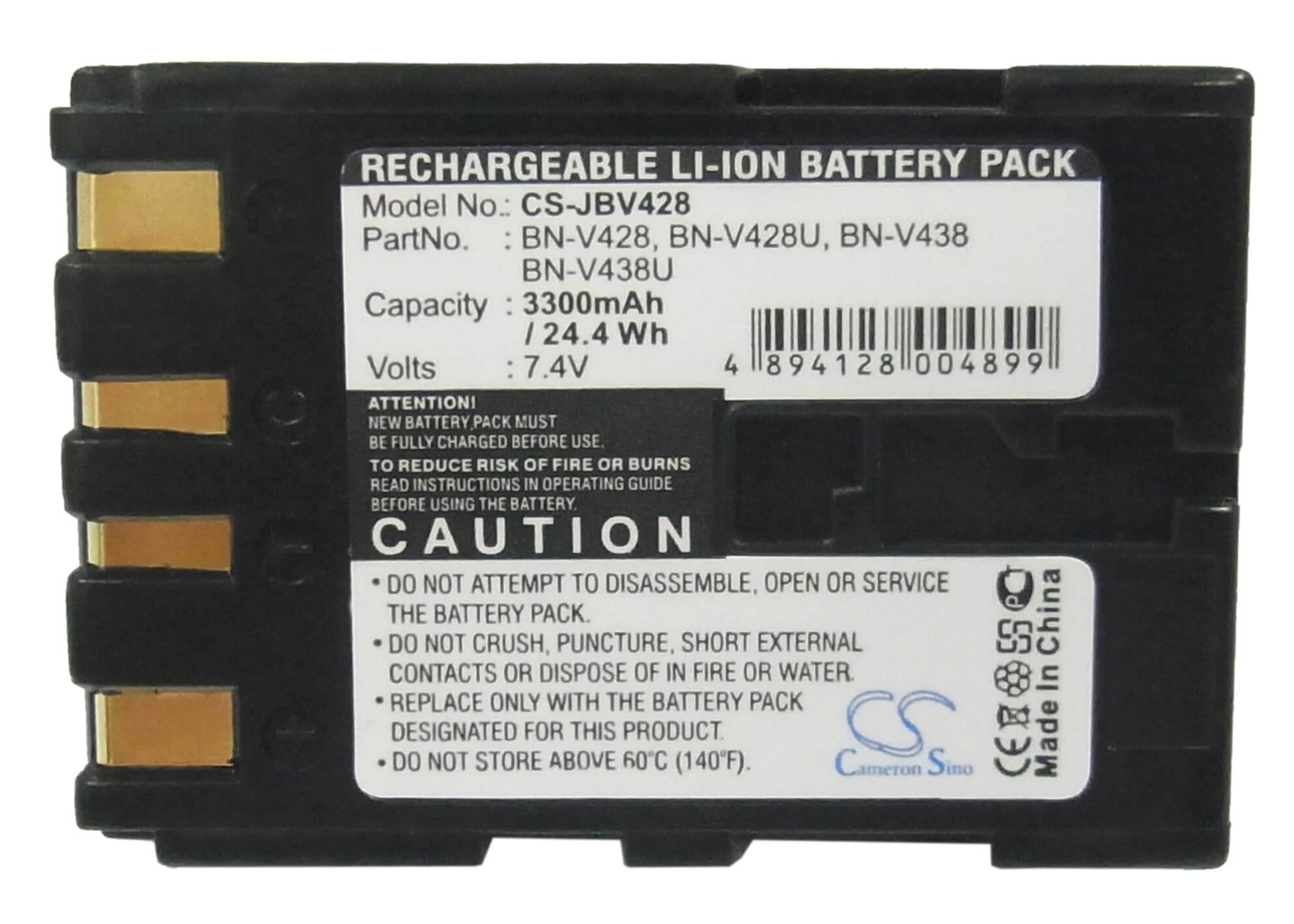 7.4V, 3300mAh, Li-ion Battery fits Jvc, Cu-vh1, Cu-vh1us, 24.42Wh