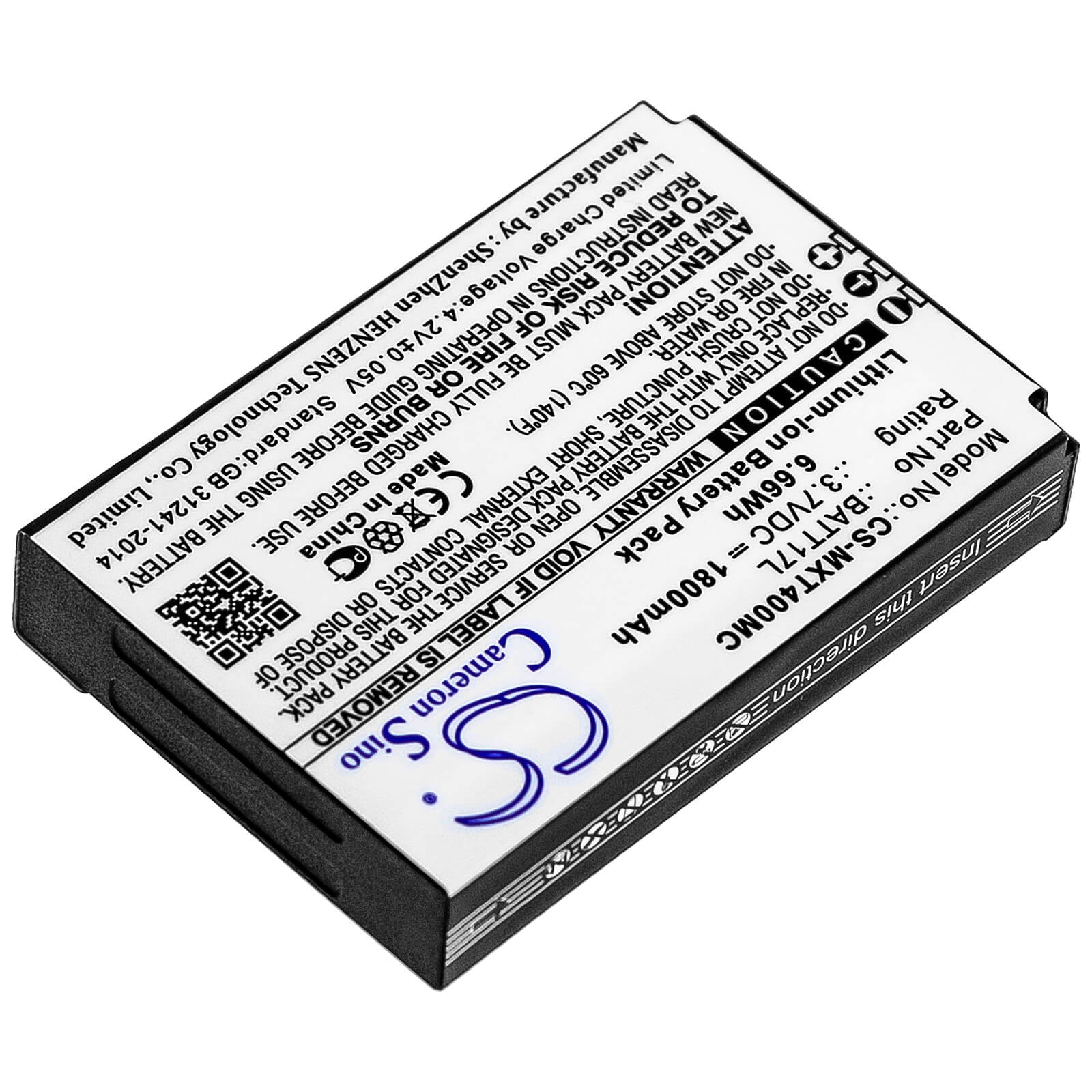 3.7V, 1800mAh, Li-ion Battery fits Midland, Xtc400, Xtc450, 6.66Wh
