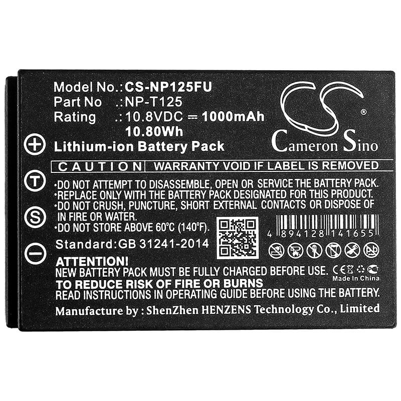 10.8V, 1000mAh, Li-ion Battery fits Fujifilm, Gfx 50s, Medium Format Gfx, 10.8Wh