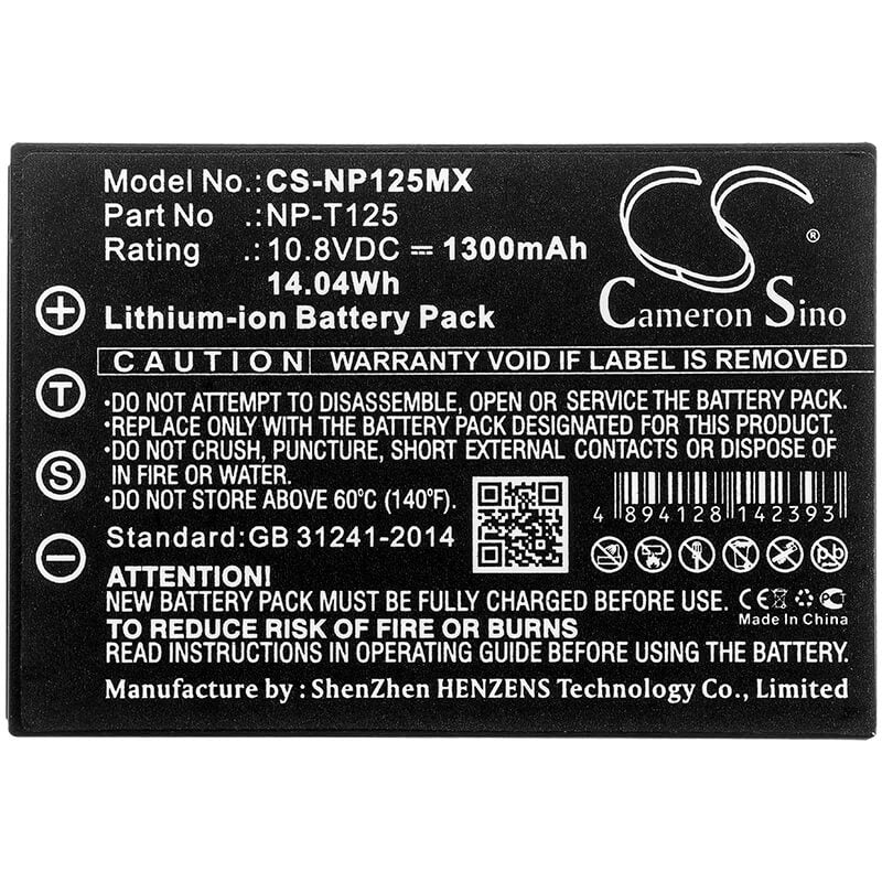 10.8V, 1300mAh, Li-ion Battery fits Fujifilm, Gfx 50s, Medium Format Gfx, 14.04Wh