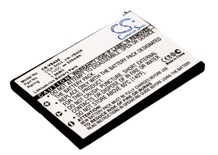 3.7V, 530mAh, Li-ion Battery fits Panasonic, Sv-as10, Sv-as10-a, 1.961Wh