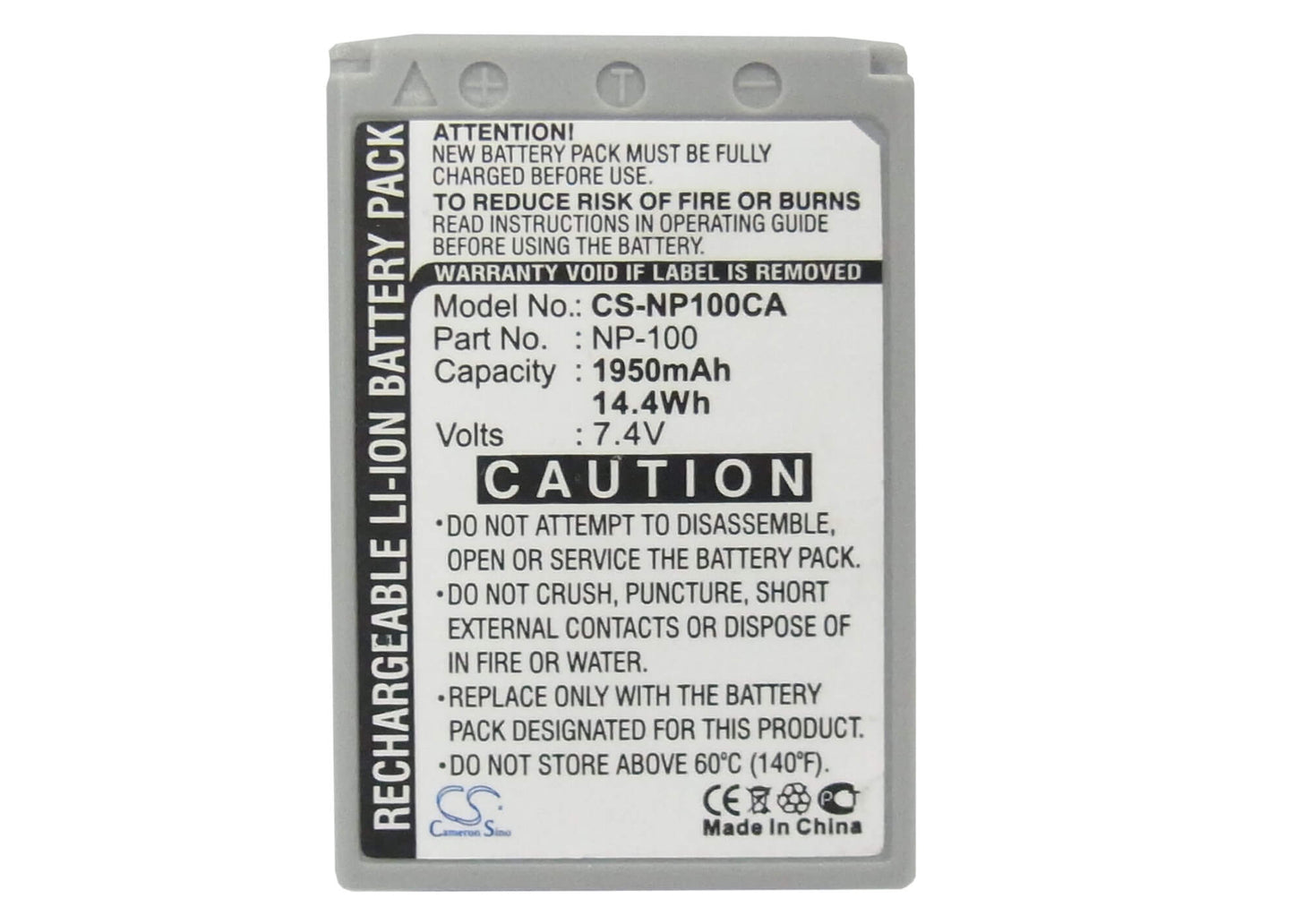 7.4V, 1950mAh, Li-ion Battery fits Casio, Exilim Pro Ex-f1, Exilim Pro Ex-f1bk, 14.43Wh