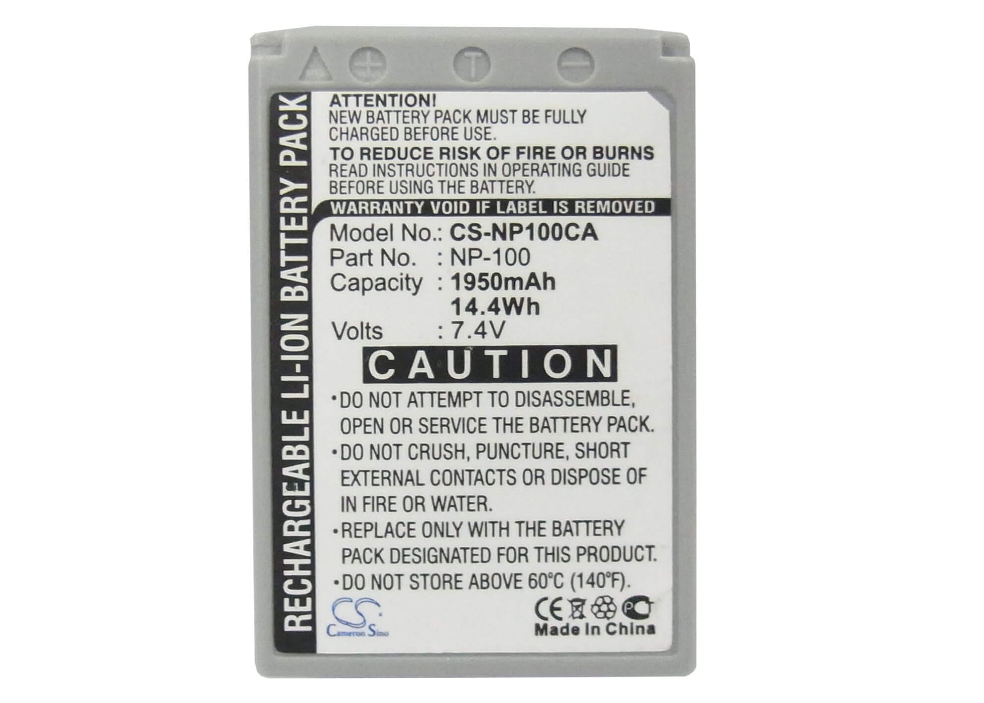 7.4V, 1950mAh, Li-ion Battery fits Casio, Exilim Pro Ex-f1, Exilim Pro Ex-f1bk, 14.43Wh