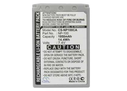 7.4V, 1950mAh, Li-ion Battery fits Casio, Exilim Pro Ex-f1, Exilim Pro Ex-f1bk, 14.43Wh
