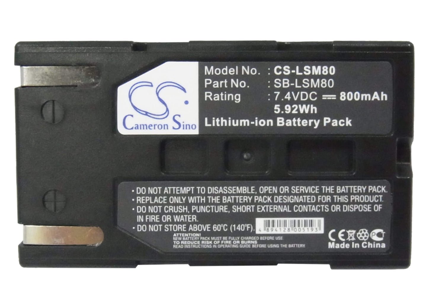 7.4V, 800mAh, Li-ion Battery fits Samsung, Sc-d173(u), Sc-d263, 5.92Wh