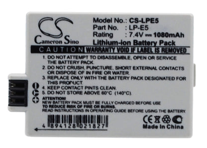 7.4V, 1080mAh, Li-ion Battery fits Canon, Eos 1000d, Eos 450d, 7.992Wh