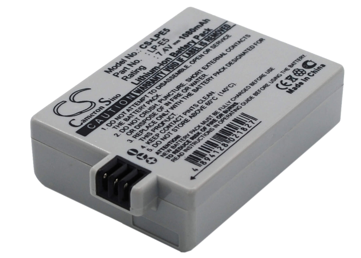 7.4V, 1080mAh, Li-ion Battery fits Canon, Eos 1000d, Eos 450d, 7.992Wh