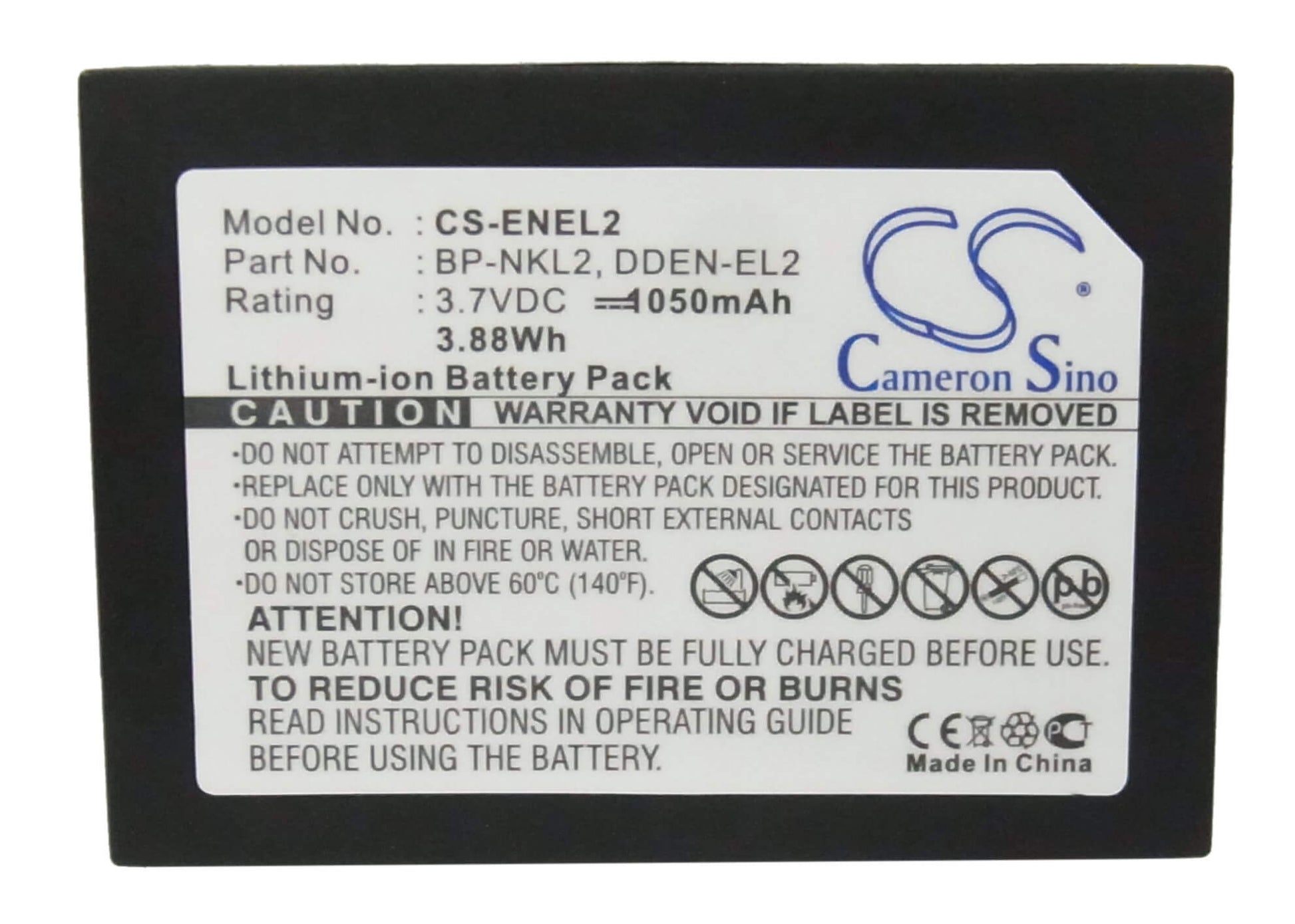 3.7V, 1050mAh, Li-ion Battery fits Nikon, Coolpix 2500, Coolpix 3500, 3.885Wh