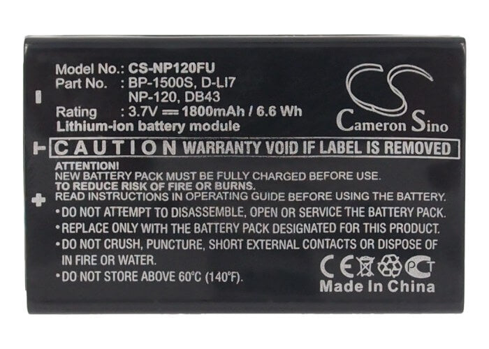 3.7V, 1800mAh, Li-ion Battery fits Speed, Hd-120z, Hd-50z, 6.66Wh