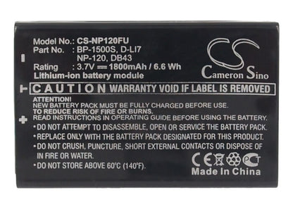 3.7V, 1800mAh, Li-ion Battery fits Speed, Hd-120z, Hd-50z, 6.66Wh